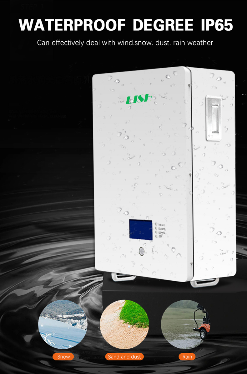Bateria LiFePO4 montada na parede Bateria de lítio de 5kwh